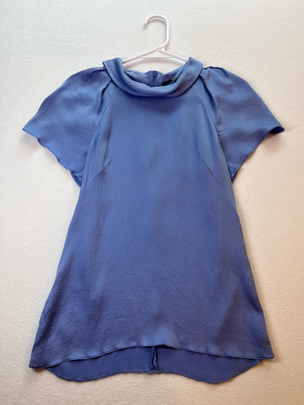 BOSS Hugo Boss Blue 100% Silk Periwinkle Flutter Sleeve Blouse